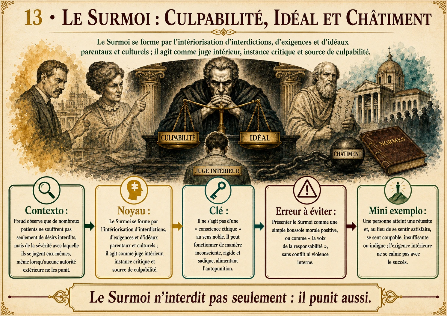 Carte 13 — Le Surmoi : culpabilité, idéal et châtiment